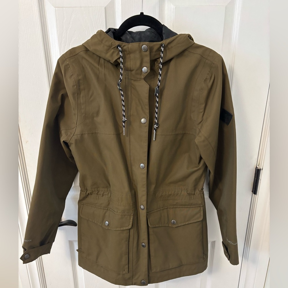 NWOT EDDIE BAUER Army green rain and Utility Hooded Jacket